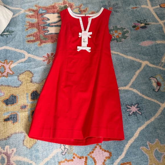 Lily Pulitzer aria Sleeveless Red Shift Dress with White Trim 6 - Picture 2 of 3